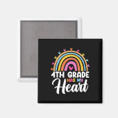 Schattige Regenboog 4e Klas Heeft Mijn Hart Leraar Magneet (Voorkant / Achterkant)