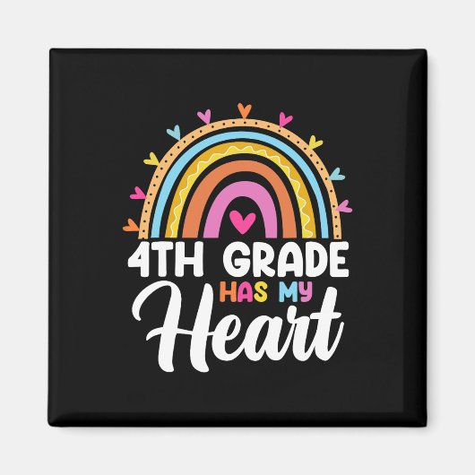 Schattige Regenboog 4e Klas Heeft Mijn Hart Leraar Magneet (Voorkant)