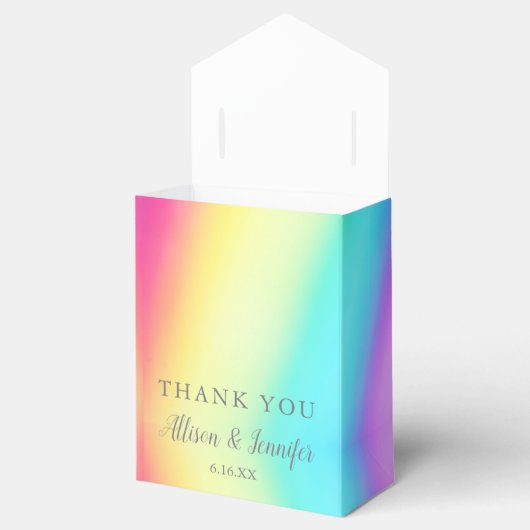 Schattige regenboog bruiloft persoonlijke bedankje bedankdoosjes (Geopend)