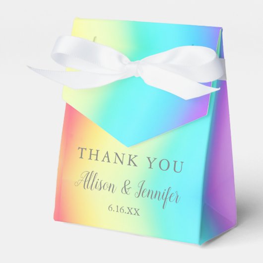 Schattige regenboog bruiloft persoonlijke bedankje bedankdoosjes (Voorkant Zijde)