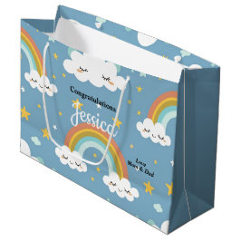 Schattige regenboog en wolk baby shower 32 cm l x  groot cadeauzakje