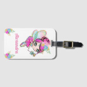 Schattige Regenboog Glitter Pixie Fee met Aangepas Bagagelabel (Voorkant (horizontaal))
