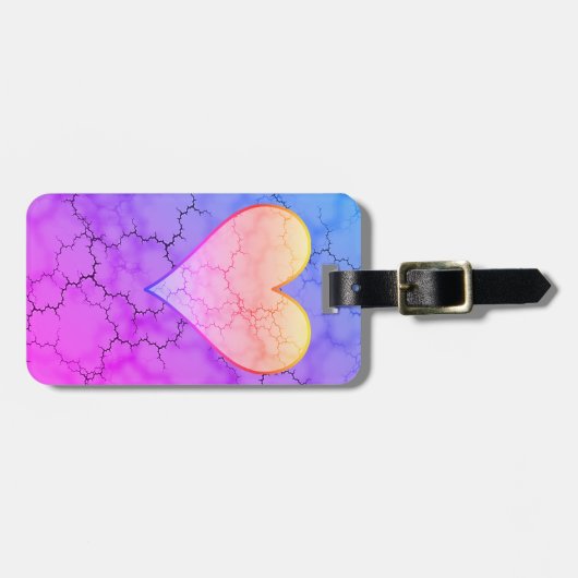 Schattige regenboog hart marmer bagagelabel (Voorkant horizontaal)