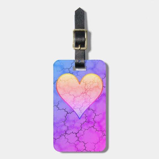 Schattige regenboog hart marmer bagagelabel (Voorkant verticaal)