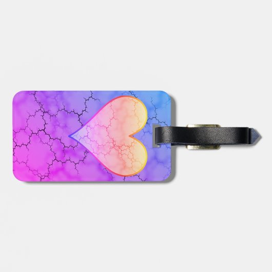 Schattige regenboog hart marmer bagagelabel (Achterkant horizontaal)