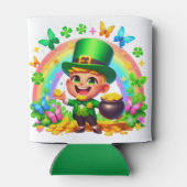 Schattige Regenboog Kabouter met Goud Blikjeskoeler (Achterkant)