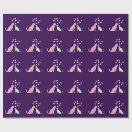 Schattige Regenboog Kat en Hond Silhouet Liefde Pa Cadeaupapier