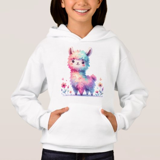 Schattige Regenboog Lama Fantasie Kunst (Voorkant)