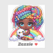 schattige regenboog meisje sticker (Vel)