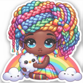 schattige regenboog meisje sticker