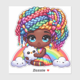 schattige regenboog meisje sticker