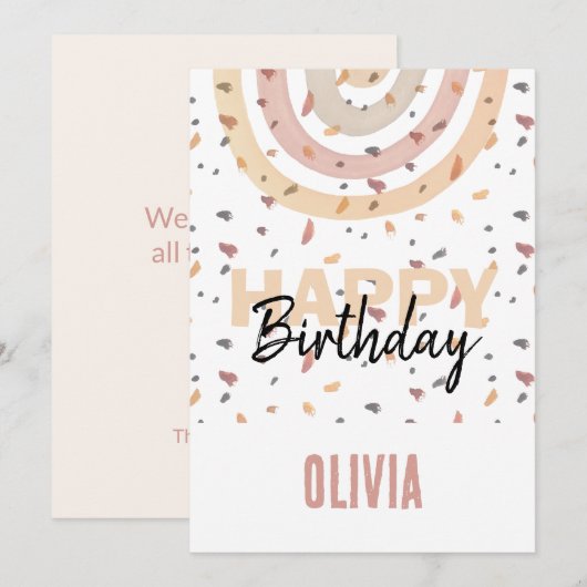 Schattige regenboog met spatvlokken Waterverf Kaart (Voorkant / Achterkant)