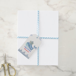 Schattige regenboog octopus Walvis verjaardagsfees Cadeaulabel