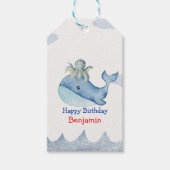 Schattige regenboog octopus Walvis verjaardagsfees Cadeaulabel (Voorkant)