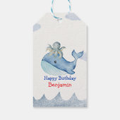 Schattige regenboog octopus Walvis verjaardagsfees Cadeaulabel (Achterkant)