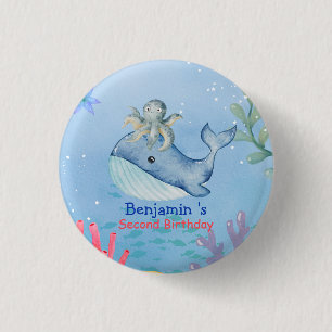 Schattige regenboog octopus Walvis vis Verjaardags Ronde Button 3,2 Cm