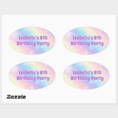 Schattige Regenboog Pastel Sparkle Custom Verjaard Ovale Sticker (Vel)