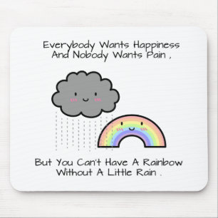 Schattige Regenboog Regenwolk Geluksquote Muismat