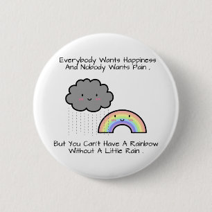 Schattige Regenboog Regenwolk Geluksquote Ronde Button 5,7 Cm