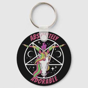 Schattige regenboog Unicorn Baphomet Gothic Sleutelhanger