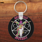 Schattige regenboog Unicorn Baphomet Gothic Sleutelhanger (Voorkant)