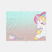 Schattige regenboog Unicorn, Ombre Fleece Deken (Voorkant (Horizontaal))