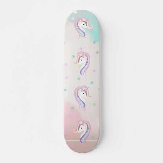 Schattige regenboog Unicorn, sterren Persoonlijk Skateboard (Voorkant)