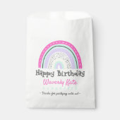 Schattige Regenboog Verjaardagsfeest met de naam v Bedankzakje (Voorkant)