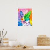 Schattige Regenboog Waterverf Corgi Poster (Keuken)