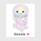 Schattige regenboog waterverf kwal sticker (Vel)