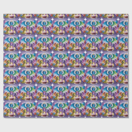 Schattige regenboogdraken cadeaupapier