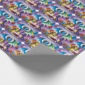 Schattige regenboogdraken cadeaupapier (Hoek)