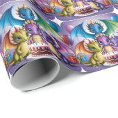 Schattige regenboogdraken cadeaupapier (Rol Hoek)