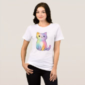 Schattige Regenboogkat Tri-Blend Shirt (Voorkant volledig)