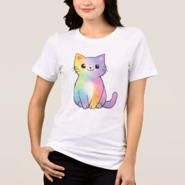 Schattige Regenboogkat Tri-Blend Shirt