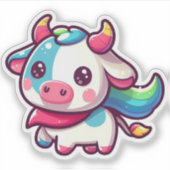 Schattige regenboogkleurige Koe met Playfu Charm Sticker (Voorkant)