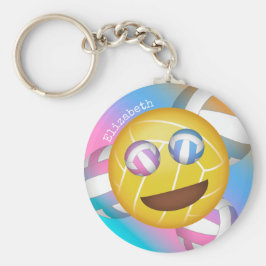 schattige regenboogpastels glimlachen volleyball e sleutelhanger