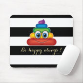 Schattige regenboogpoop Emoji, gestript Muismat (Met muis)