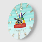 Schattige regenboogpoop Emoji - Wees altijd gelukk Grote Klok (Hoek)