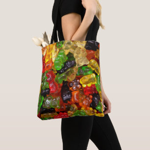 schattige regenboogregenboogkleurige snoep beer tote bag