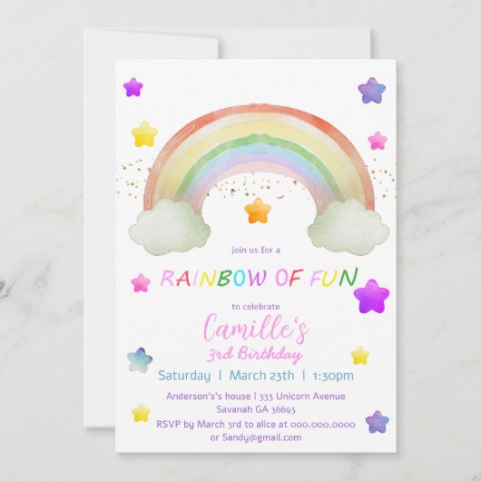 Schattige regenboogster meisjesverjaardag kaart (Voorkant)