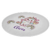 Schattige regenboogunikorn Gepersonaliseerd lade Snijplank (Hoek)