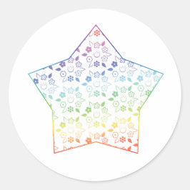 Schattige regenboogveerroosterpatroon ronde sticker