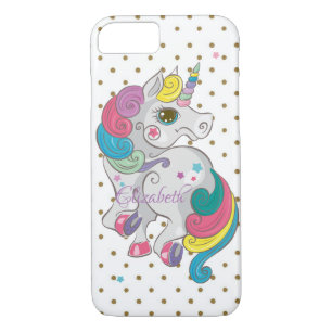 Schattige regenboogvlies, Polka Dots-Personalized iPhone 8/7 Hoesje