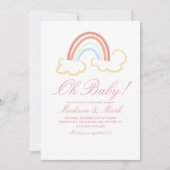 Schattige Regenboogwolk Krabbel Baby Shower  Kaart (Voorkant)