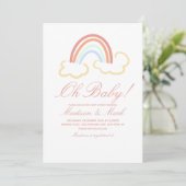 Schattige Regenboogwolk Krabbel Baby Shower  Kaart (Staand voorkant)
