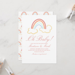 Schattige Regenboogwolk Krabbel Baby Shower Kaart