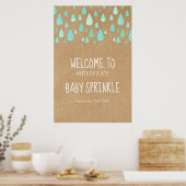 Schattige regendruppels Baby Sprinkle / Shower Boh Poster (Keuken)