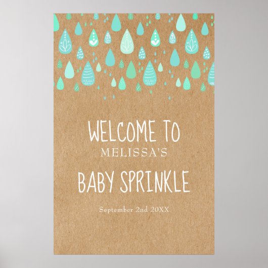 Schattige regendruppels Baby Sprinkle / Shower Boh Poster (Voorkant)