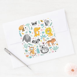 Schattige regenwoud Dieren Vierkante Sticker